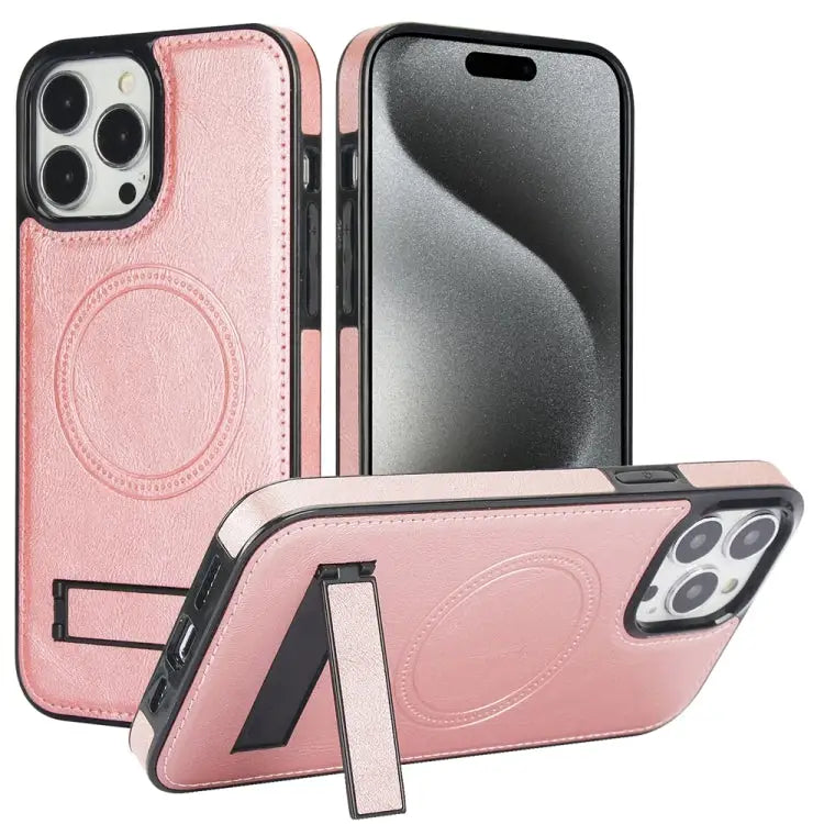 Retro Leather Invisible Stand MagSafe Phone Case For iPhone 15 Pro Max For iPhone 15 Pro For iPhone 15 Plus