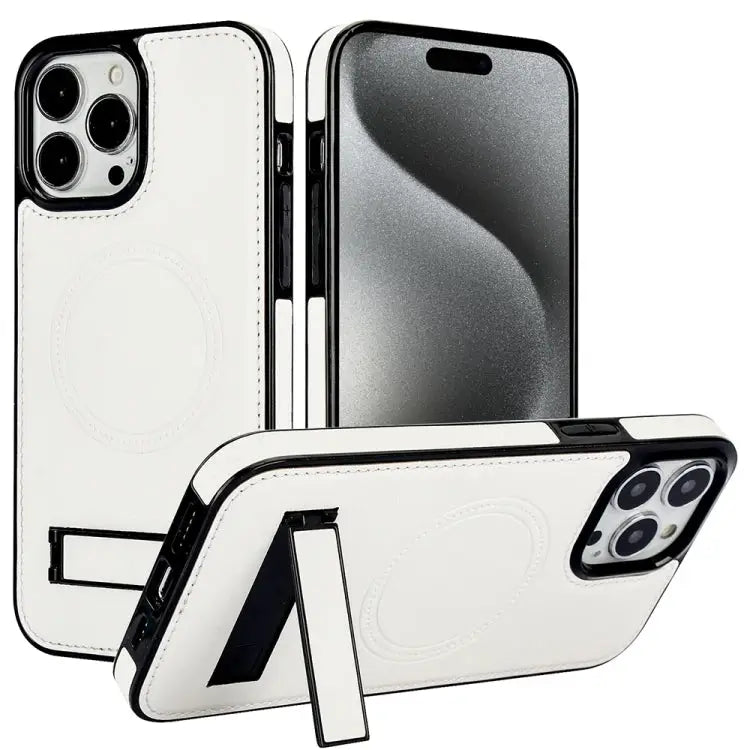 Retro Leather Invisible Stand MagSafe Phone Case For iPhone 15 Pro Max For iPhone 15 Pro For iPhone 15 Plus