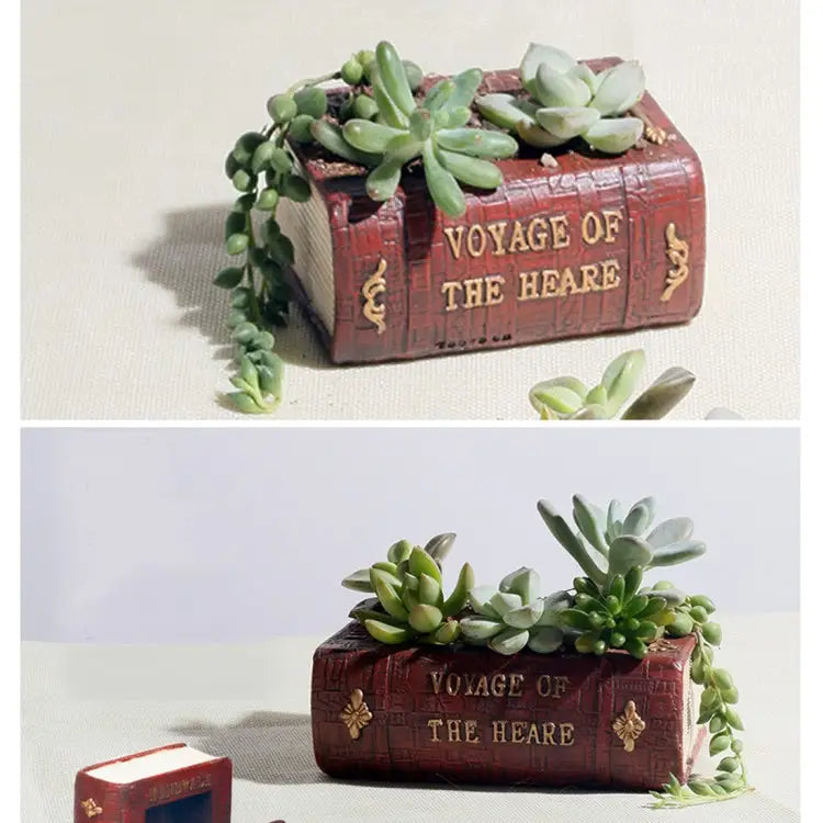 Retro Literature Book Pots Multi-meat Plant Bonsai Micro-landscape Vintage Book Flower Pot Planter for Flower Cacti