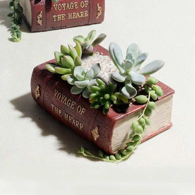 Retro Literature Book Pots Multi-meat Plant Bonsai Micro-landscape Vintage Book Flower Pot Planter for Flower Cacti
