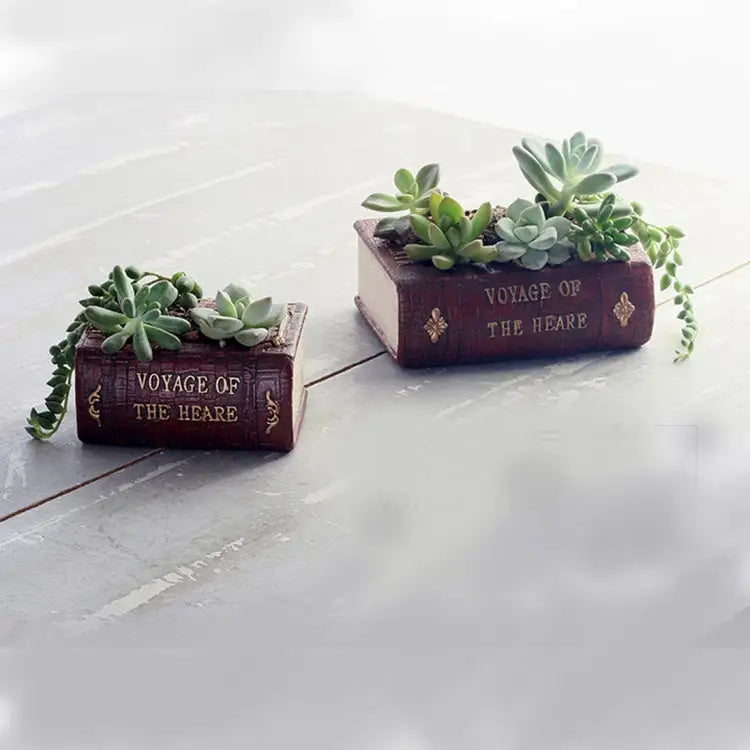 Retro Literature Book Pots Multi-meat Plant Bonsai Micro-landscape Vintage Book Flower Pot Planter for Flower Cacti