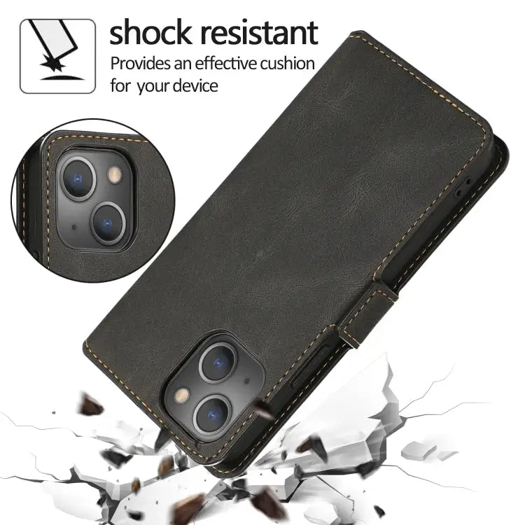 Retro Magnetic Closing Clasp Horizontal Flip Leather Case with Holder & Card Slots & Photo Frame & Wallet For iPhone 13