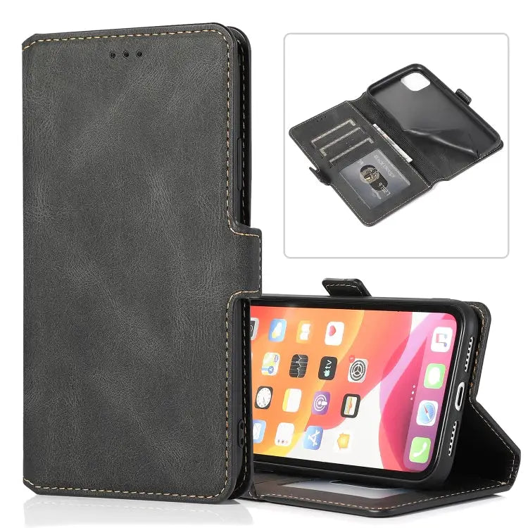 Retro Magnetic Closing Clasp Horizontal Flip Leather Case with Holder & Card Slots & Photo Frame & Wallet For iPhone 11