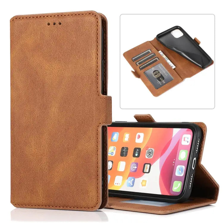 Retro Magnetic Closing Clasp Horizontal Flip Leather Case with Holder & Card Slots & Photo Frame & Wallet For iPhone 11