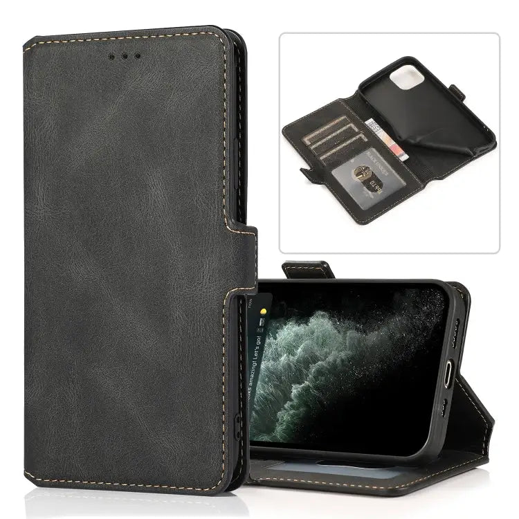 Retro Magnetic Closing Clasp Horizontal Flip Leather Case with Holder & Card Slots & Photo Frame & Wallet For iPhone 13