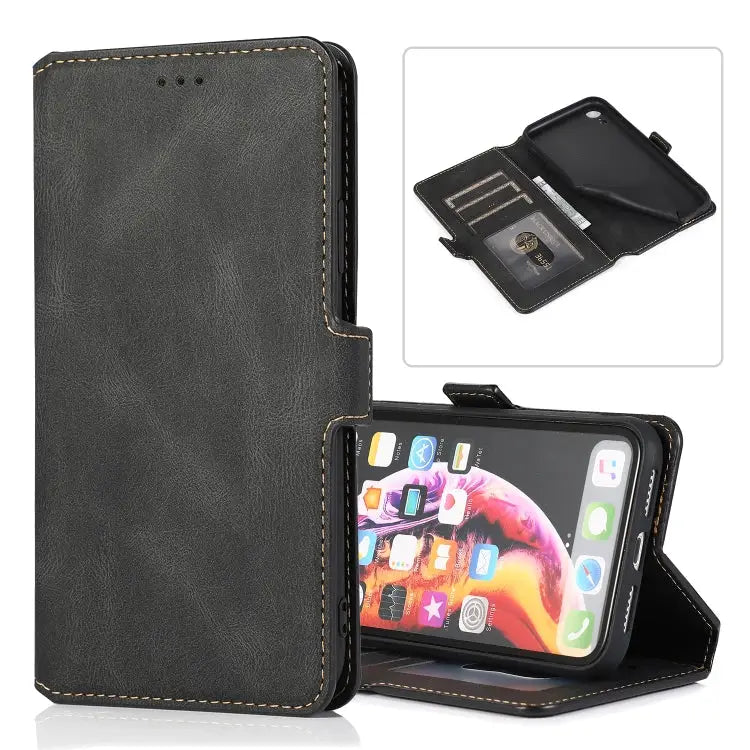 Retro Magnetic Closing Clasp Horizontal Flip Leather Case with Holder & Card Slots & Photo Frame & Wallet For iPhone XR