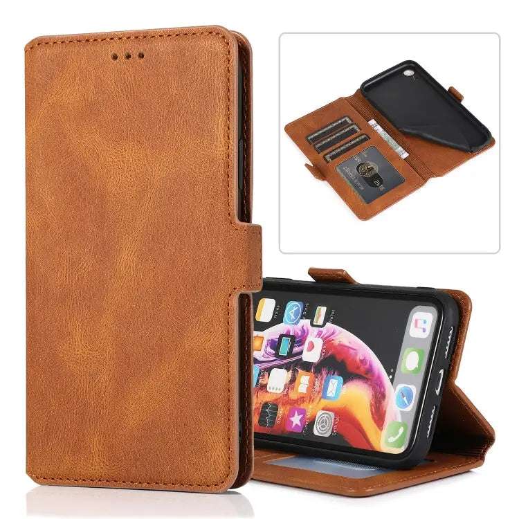 Retro Magnetic Closing Clasp Horizontal Flip Leather Case with Holder & Card Slots & Photo Frame & Wallet For iPhone XR