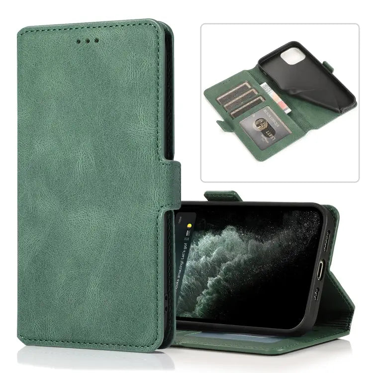 Retro Magnetic Closing Clasp Horizontal Flip Leather Case with Holder & Card Slots & Photo Frame & Wallet For iPhone 13