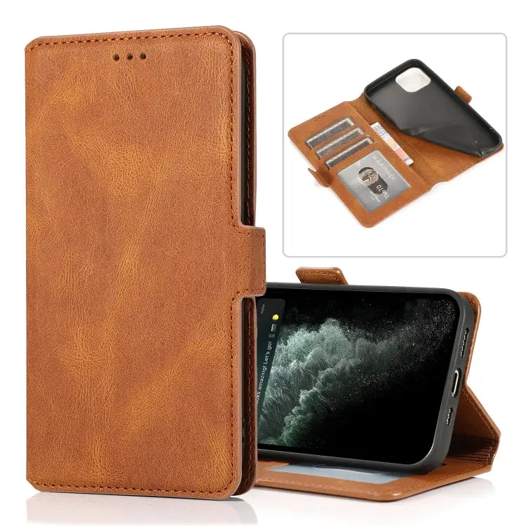 Retro Magnetic Closing Clasp Horizontal Flip Leather Case with Holder & Card Slots & Photo Frame & Wallet For iPhone 13