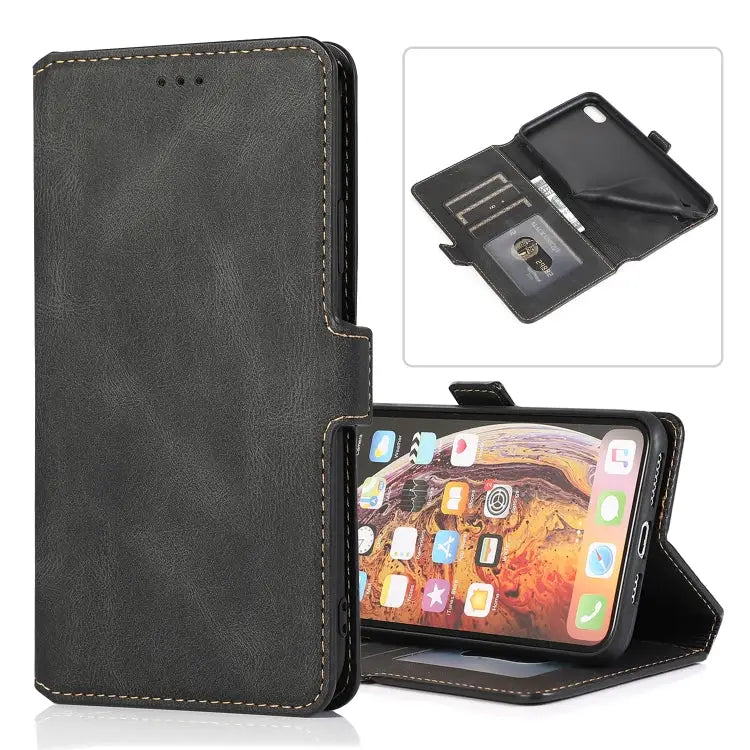 Retro Magnetic Closing Clasp Horizontal Flip Leather Case with Holder & Card Slots & Photo Frame & Wallet For iPhone XR
