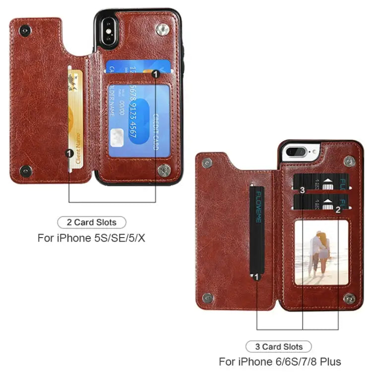 Retro PU Leather Case Multi Card Holders Phone Cases for iPhone 6 Plus & 6s Plus
