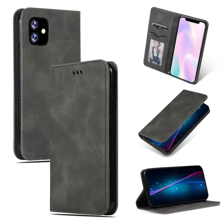 Retro Skin Feel Business Magnetic Horizontal Flip Leather Case for iPhone XIR 2019 For iPhone 11 - For iPhone 11 / Dark
