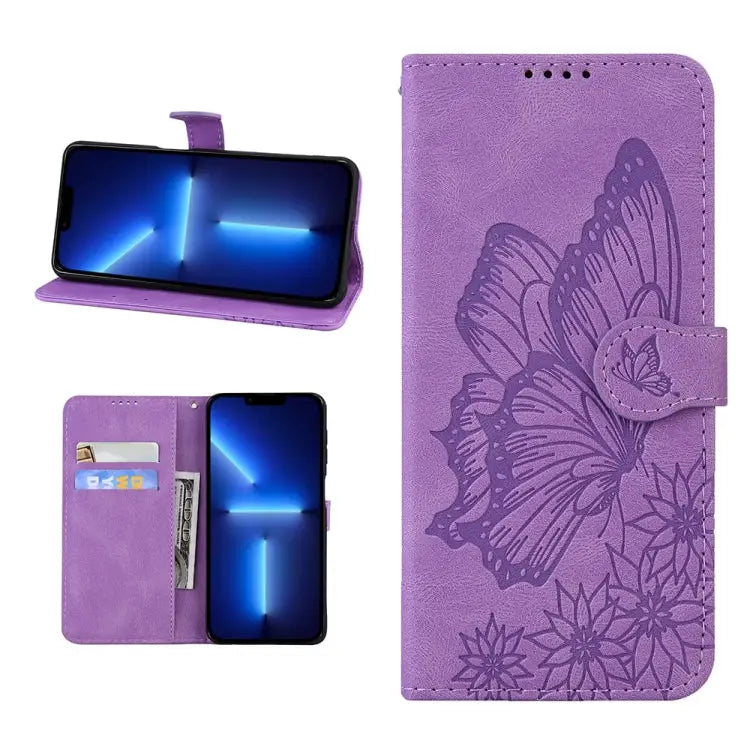 Retro Skin Feel Butterflies Embossing Horizontal Flip Leather Case with Holder & Card Slots & Wallet For iPhone 13 mini