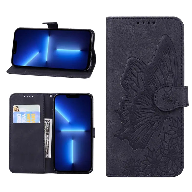 Retro Skin Feel Butterflies Embossing Horizontal Flip Leather Case with Holder & Card Slots & Wallet For iPhone 13 mini