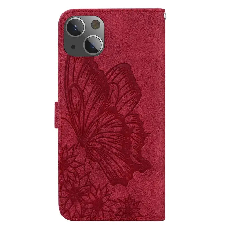 Retro Skin Feel Butterflies Embossing Horizontal Flip Leather Case with Holder & Card Slots & Wallet For iPhone 13 mini