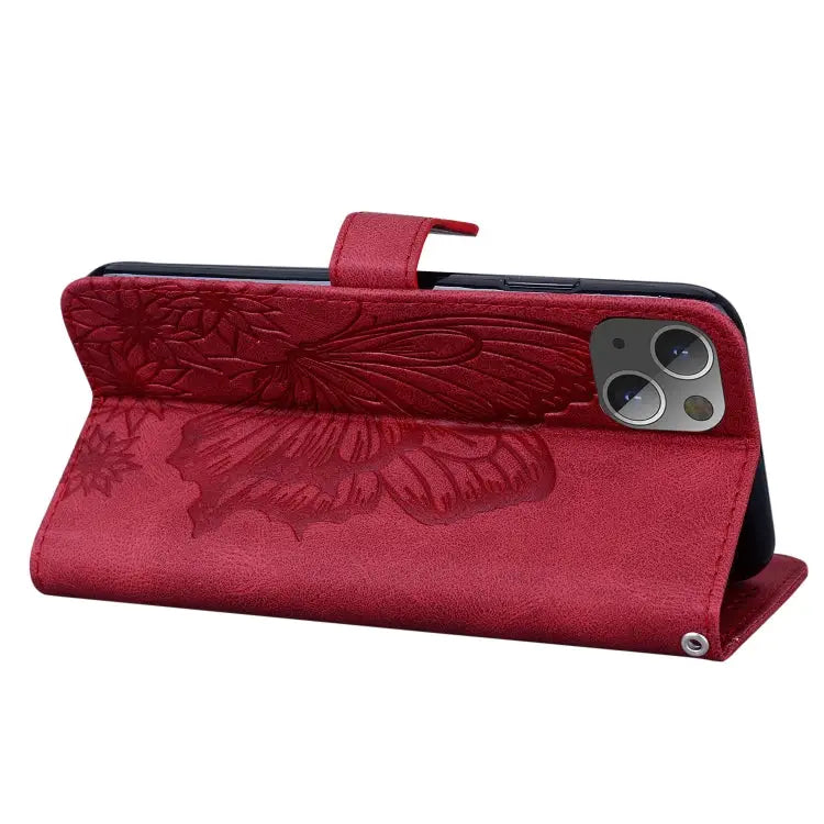 Retro Skin Feel Butterflies Embossing Horizontal Flip Leather Case with Holder & Card Slots & Wallet For iPhone 13 mini
