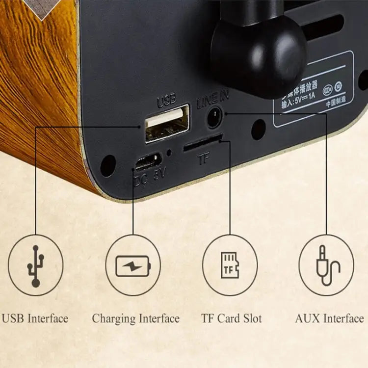 Retro Wood Portable Mini Bluetooth Speaker Wireless Loudspeaker Outdoor Speaker Sound System TF FM Radio Music