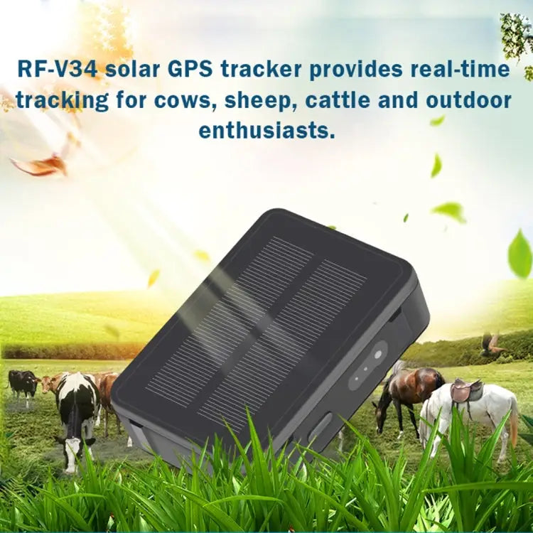 RF-V34 Sheep Cow Cattle Livestock IP67 Waterproof Solar GSM GPS WiFi Tracking without Fixed Bottom Plate Support Voice