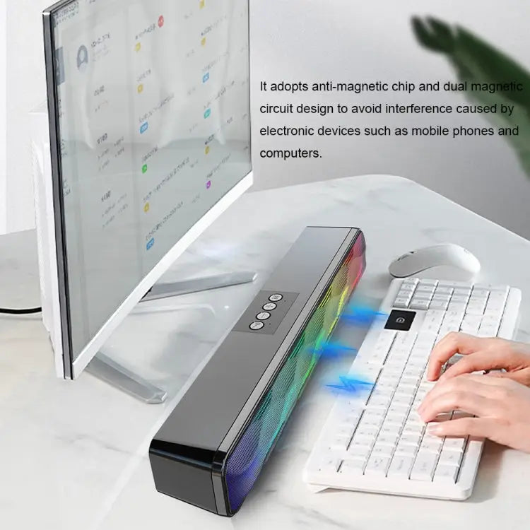 RGB Colorful Lighting Effect Desktop Long USB Wireless Bluetooth Speaker Q6 - Q6 - Apple Accessories