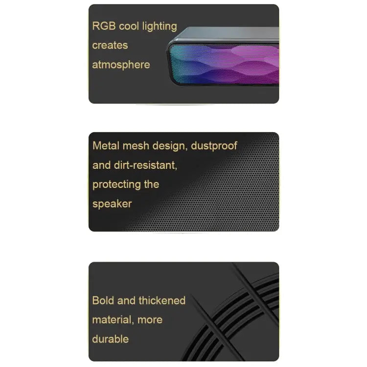 RGB Colorful Lighting Effect Desktop Long USB Wireless Bluetooth Speaker Q6 - Q6 - Apple Accessories