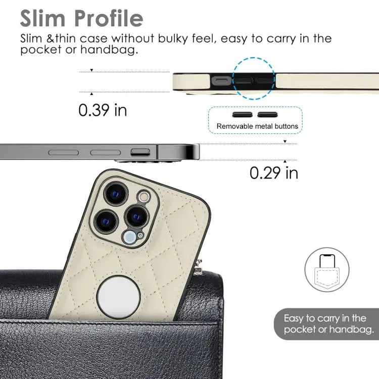Rhombic Leather Back Cover Phone Case For iPhone 13 Pro For iPhone 13 For iPhone 12 - Apple Accessories