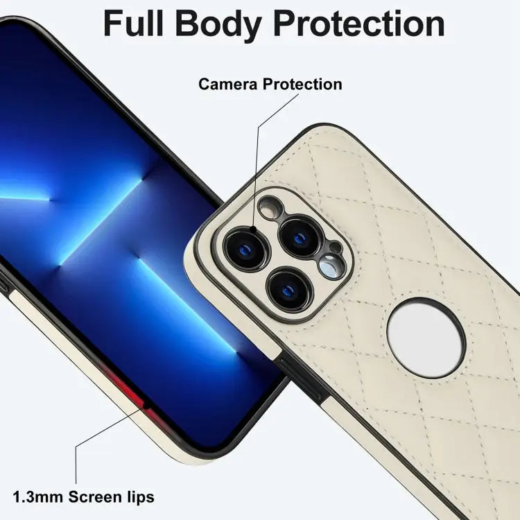 Rhombic Leather Back Cover Phone Case For iPhone 13 Pro For iPhone 13 For iPhone 12 - Apple Accessories