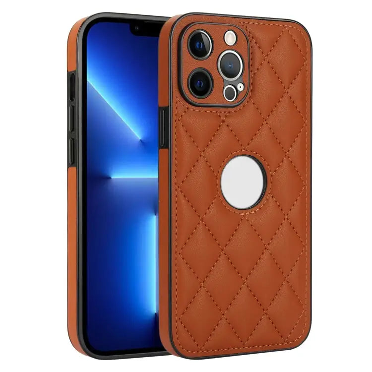 Rhombic Leather Back Cover Phone Case For iPhone 14 Pro For iPhone 14 Pro Max For iPhone 13 Pro Max - For iPhone 13 Pro