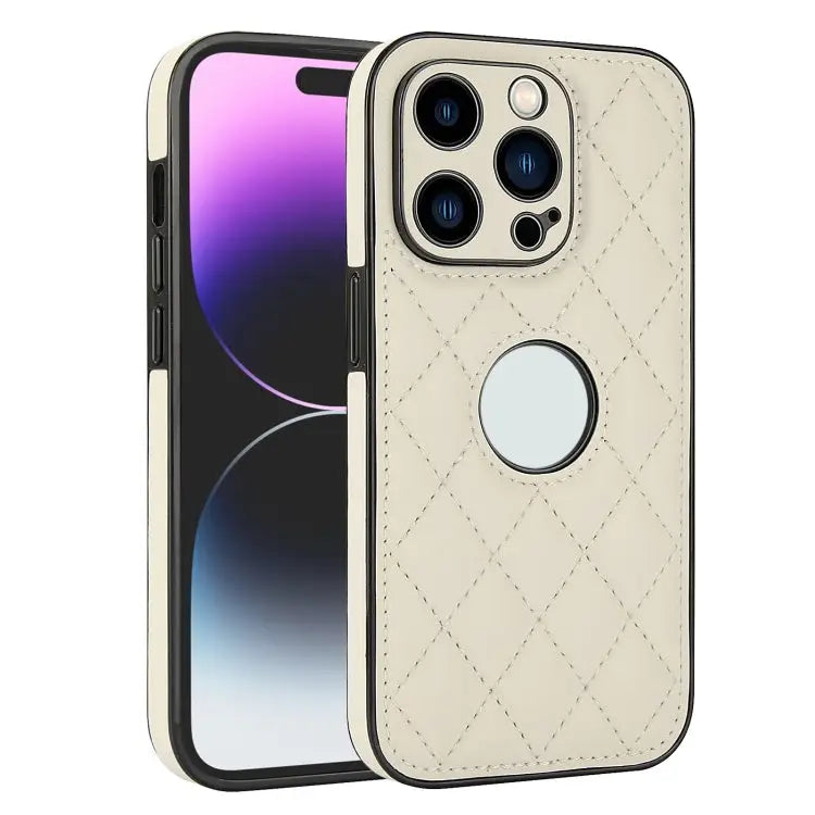 Rhombic Leather Back Cover Phone Case For iPhone 14 Pro For iPhone 14 Pro Max For iPhone 13 Pro Max - For iPhone 14 Pro