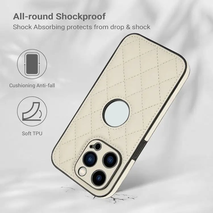 Rhombic Leather Back Cover Phone Case For iPhone 14 Pro For iPhone 14 Pro Max For iPhone 13 Pro Max - Apple Accessories