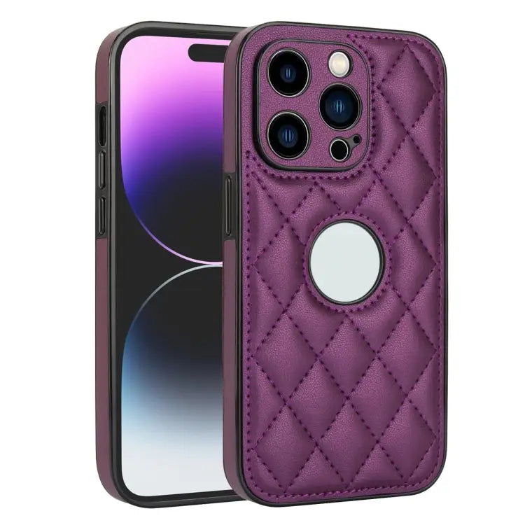 Rhombic Leather Back Cover Phone Case For iPhone 14 Pro For iPhone 14 Pro Max For iPhone 13 Pro Max - For iPhone 14 Pro
