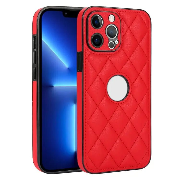 Rhombic Leather Back Cover Phone Case For iPhone 14 Pro For iPhone 14 Pro Max For iPhone 13 Pro Max - For iPhone 13 Pro