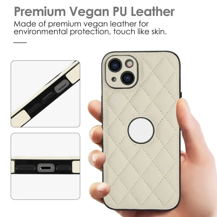 Rhombic Leather Back Cover Phone Case For iPhone 15 For iPhone 14 Plus For iPhone 14 - Apple Accessories