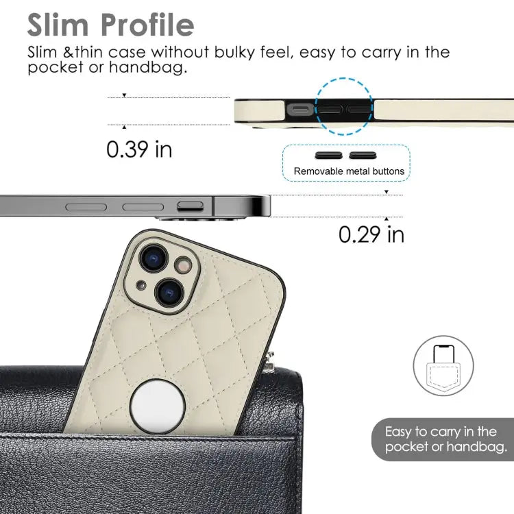 Rhombic Leather Back Cover Phone Case For iPhone 15 For iPhone 14 Plus For iPhone 14 - Apple Accessories