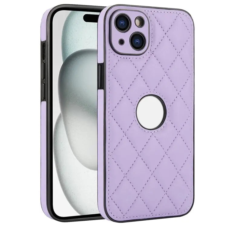 Rhombic Leather Back Cover Phone Case For iPhone 15 Pro Max For iPhone 15 Pro For iPhone 15 Plus - For iPhone 15 Plus