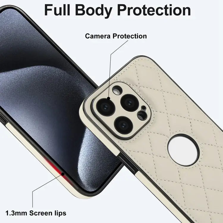 Rhombic Leather Back Cover Phone Case For iPhone 15 Pro Max For iPhone 15 Pro For iPhone 15 Plus - Apple Accessories