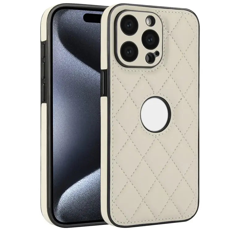 Rhombic Leather Back Cover Phone Case For iPhone 15 Pro Max For iPhone 15 Pro For iPhone 15 Plus - For iPhone 15 Pro