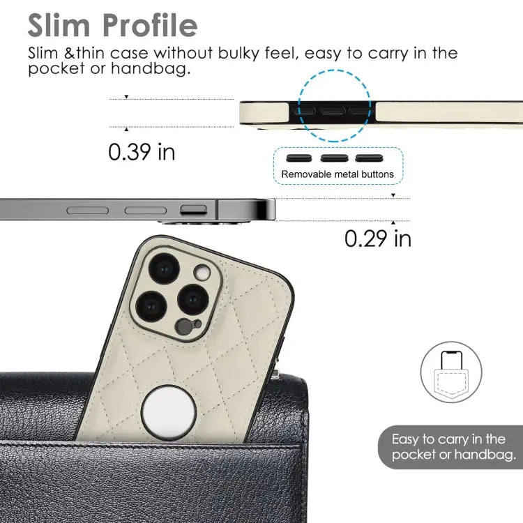 Rhombic Leather Back Cover Phone Case For iPhone 15 Pro Max For iPhone 15 Pro For iPhone 15 Plus - Apple Accessories