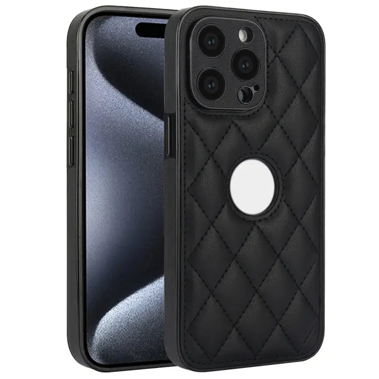 Rhombic Leather Back Cover Phone Case For iPhone 15 Pro Max For iPhone 15 Pro For iPhone 15 Plus - For iPhone 15 Pro