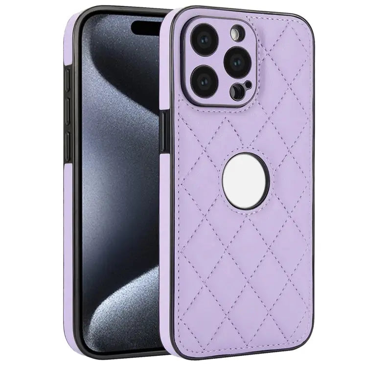 Rhombic Leather Back Cover Phone Case For iPhone 15 Pro Max For iPhone 15 Pro For iPhone 15 Plus - For iPhone 15 Pro