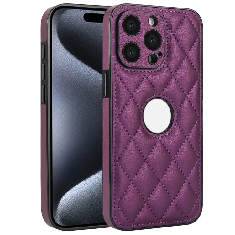 Rhombic Leather Back Cover Phone Case For iPhone 15 Pro Max For iPhone 15 Pro For iPhone 15 Plus - For iPhone 15 Pro