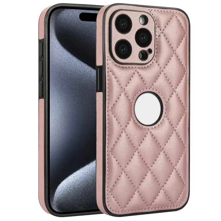 Rhombic Leather Back Cover Phone Case For iPhone 15 Pro Max For iPhone 15 Pro For iPhone 15 Plus - For iPhone 15 Pro