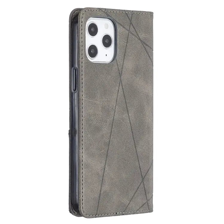 Rhombus Texture Horizontal Flip Magnetic Leather Case with Holder & Card Slots For iPhone 12 Pro Max - Apple Accessories