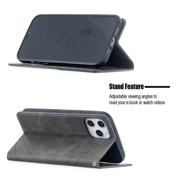 Rhombus Texture Horizontal Flip Magnetic Leather Case with Holder & Card Slots For iPhone 12 Pro Max - Apple Accessories