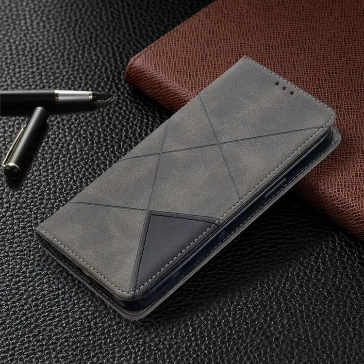 Rhombus Texture Horizontal Flip Magnetic Leather Case with Holder & Card Slots For iPhone 12 Pro Max - Apple Accessories