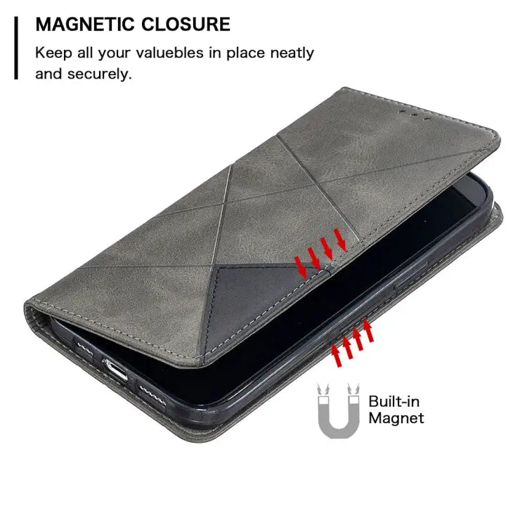 Rhombus Texture Horizontal Flip Magnetic Leather Case with Holder & Card Slots For iPhone 12 Pro Max - Apple Accessories