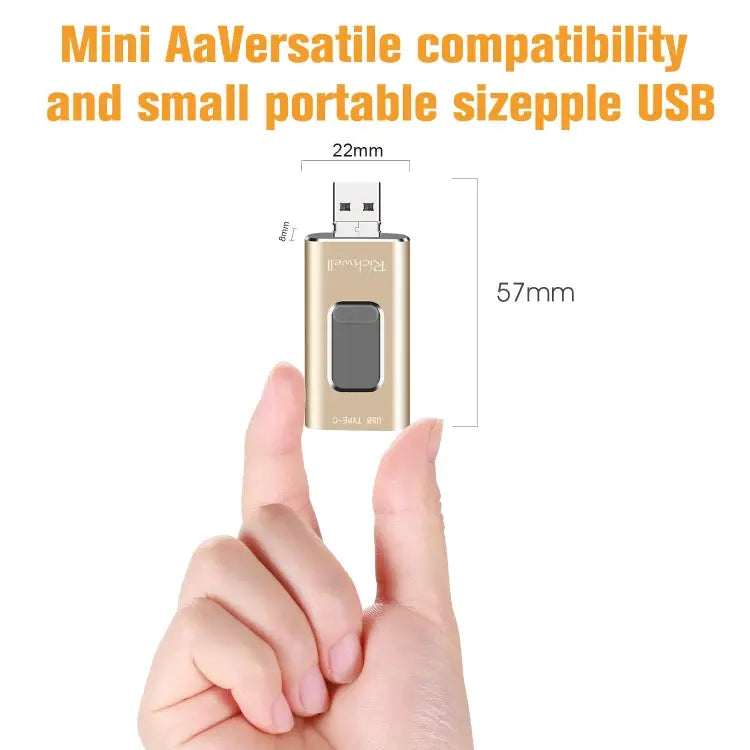 Richwell 3 in 1 16G Type-C + 8 Pin + USB 3.0 Metal Push-pull Flash Disk with OTG Function