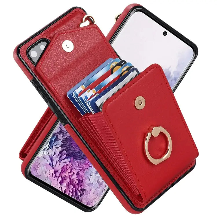 Ring Holder RFID Card Slot Phone Case For Samsung Galaxy S20 FE For Samsung Galaxy S20+ - For Samsung Galaxy S20+ / Red