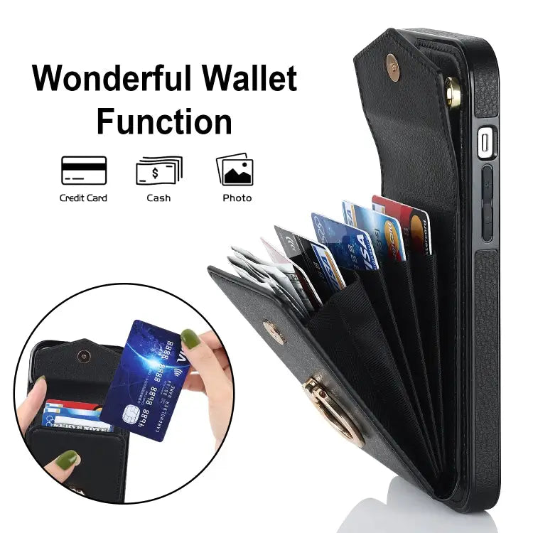 Ring Holder RFID Card Slot Phone Case with Long Lanyard - Apple Accessories