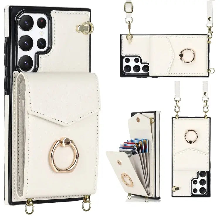 Ring Holder RFID Card Slot Phone Case with Long Lanyard For Samsung Galaxy S22 5G For Samsung Galaxy S22+ 5G
