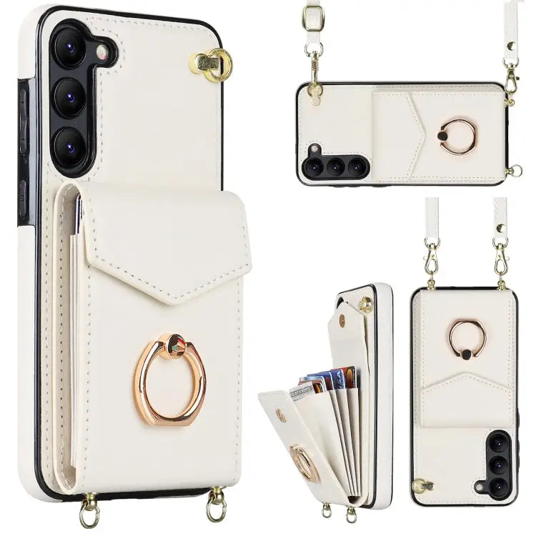 Ring Holder RFID Card Slot Phone Case with Long Lanyard For Samsung Galaxy S22 5G For Samsung Galaxy S22+ 5G